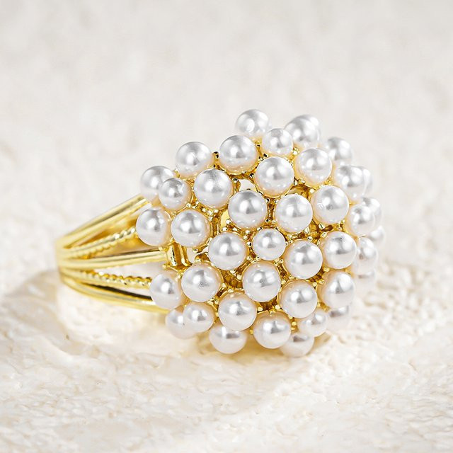 Huitan Verlobungsring, Perle, Goldfarben, Damen - Bild 1