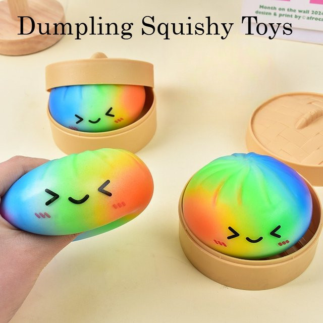 CHUTAI Dumpling Squishy Spielzeug, Regenbogenfarben, mit Bambus - Bild 1