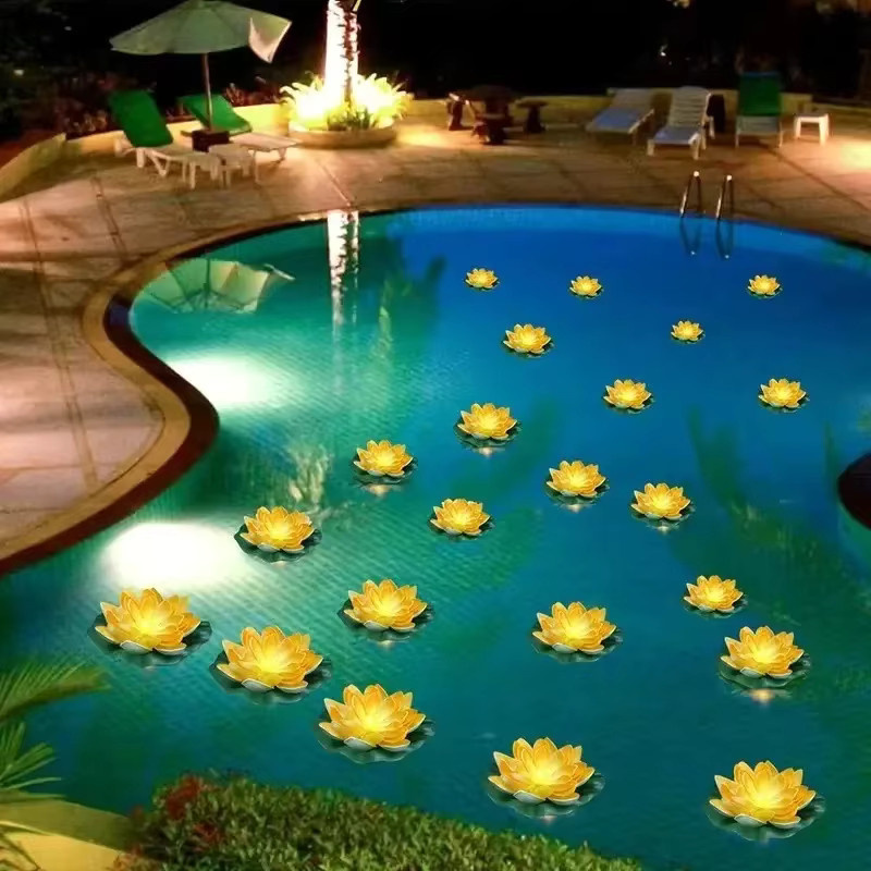 Feimefeiyou Solar LED Lotus Lampe Schwimmend für Teich und Garten in Mehrfarbig und Weiß - Bild 3