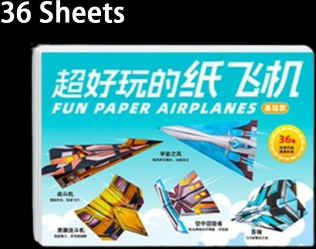 Binchi Outdoor Product Montessori Origami Flugzeug Set mit 36 Blatt Bastelpapier in Mehrfarbig für Kinder als Lernspielzeug zum Denktraining - Bild 1