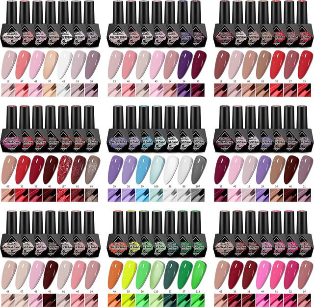 Visuatia Gel-Nagellack-Set, 7-teilig, 8 ml, glänzend - Bild 1
