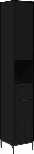 vidaXL Badezimmerschrank modern in Schwarz mit Türen und Regalfächern, B/T/H: 31,5 x 33 x 190 cm - Bild 1