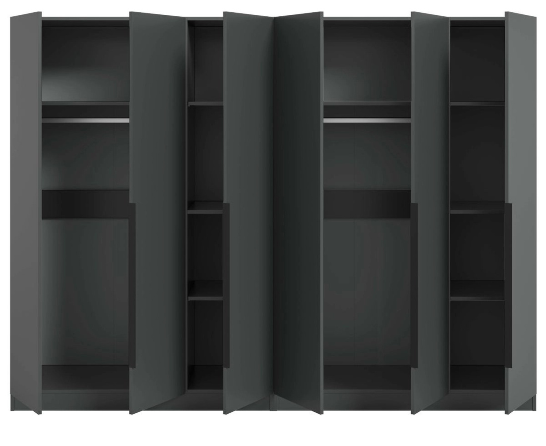 6-türiger Kleiderschrank Swan in Grau mit Innenausstattung, Höhe: 240 cm, Breite: 181 cm - Bild 3