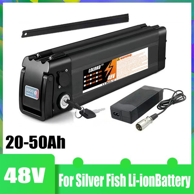 ALalito Lithium-Akku für 48V Elektroroller, 20Ah-50Ah, Schwarz, mit 4-poliger Bodenentladung und integriertem BMS-Schutz - Bild 1