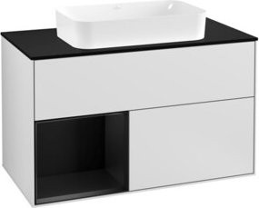 Villeroy & Boch Finion Waschtischunterschrank mit Abdeckplatte, Weiß lackiert, B: 100 cm, T: 60,3 cm - Bild 1