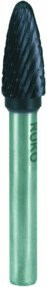 RUKO Frässtift Form F RBF D 12mm mit 25mm Kopflänge und 6mm Schaftdurchmesser aus HM mit TiCN Verzierung KVZ 4 in Multicolor - Bild 1
