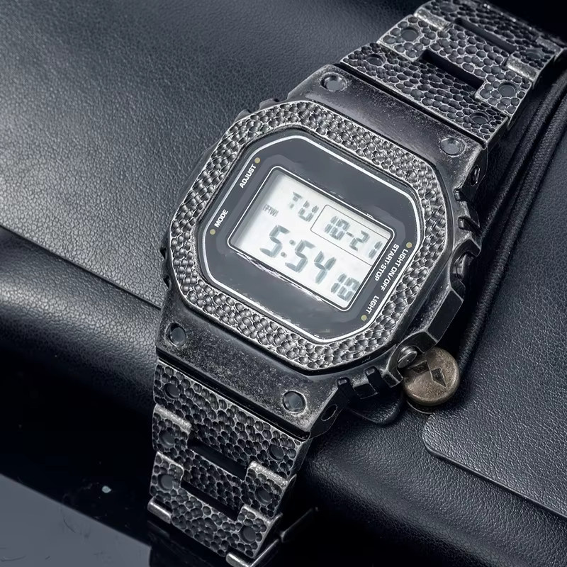 Casio Lünette Hammermuster, Titanlegierung, Edelstahl, Schwarz - Bild 3