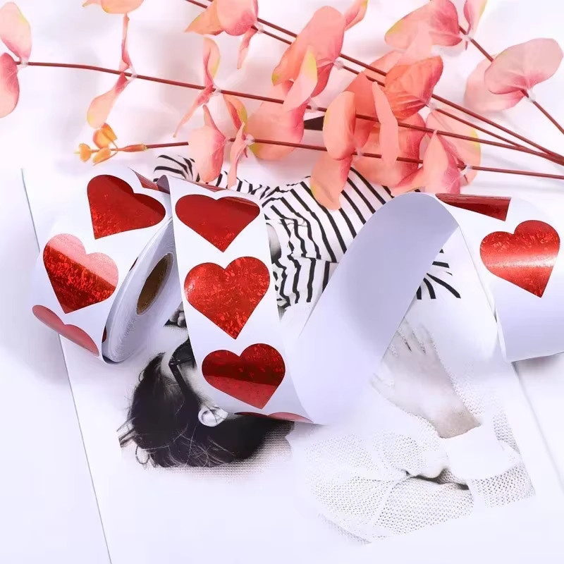 500 Stück Valentinstag Liebesaufkleber in Rot, 2,5 cm Herzform-Etiketten aus Papier für Karten und Umschläge - Bild 3