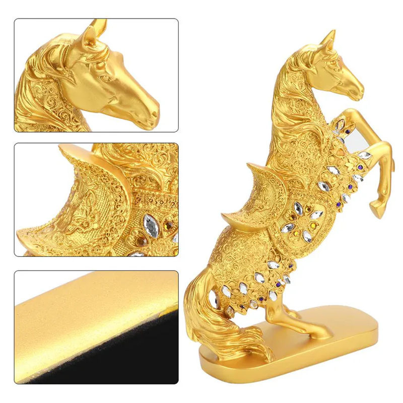 OutsideWorld Retro Pferd Statue in Gold als dekoratives Kunsthandwerk für dein Zuhause oder Büro - Bild 5