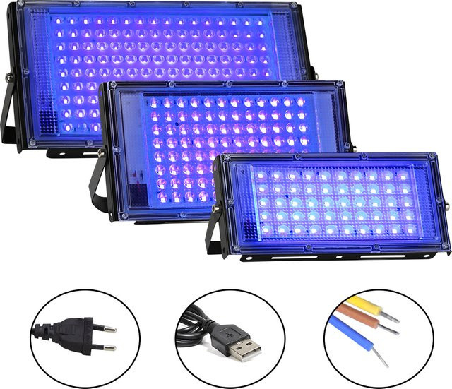 PARKSON Schwarzlicht LED UV-Flutlicht in Schwarz für Bühnen und Disco-Partys mit 395nm und 400nm Wellenlänge und wasserdichter Ausführung - Bild 1