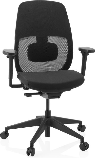 hjh OFFICE Profi Bürostuhl Skandis in Schwarz mit Armlehnen aus Stoff und Netzstoff, höhenverstellbar - Bild 1