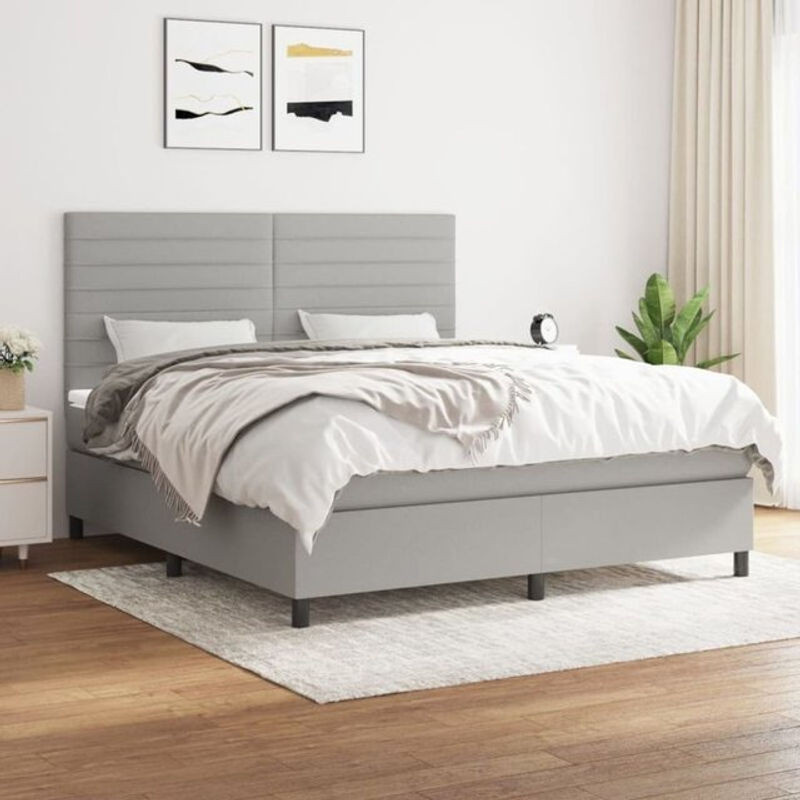 vidaxl Boxspringbett mit Matratze in Grau aus Stoff, B/T/H: 180 x 200 x 118 cm - Bild 1
