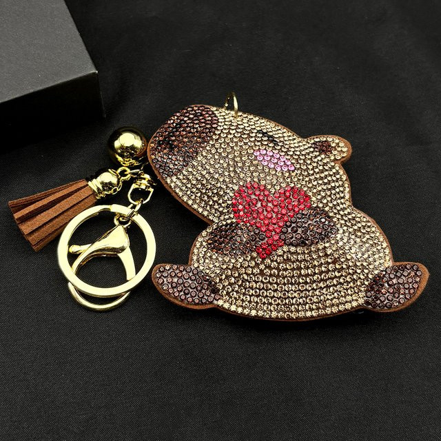 AFAWA Schlüsselanhänger Capybara, Braun, Strass-Kristalle, Quaste, Unisex - Bild 1