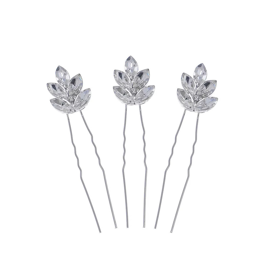 3-teilige Haarnadel, Kristallblatt, Strass, Damen - Bild 4