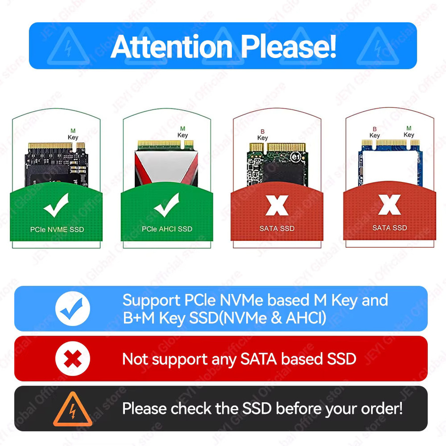 JEYI PCIe 5.0 M.2 NVMe SSD Adapter-Konverterkarte für MacBook Air und Pro (Modelle A1465, A1466, A1398, A1502) - Bild 3