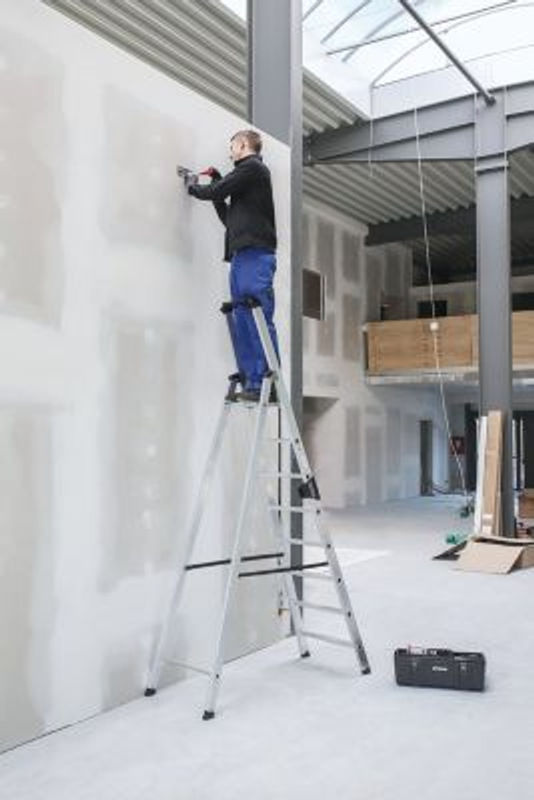 MUNK Aluminium Stufen-Stehleiter Silber mit 12 Stufen und 5m Arbeitshöhe - Bild 3