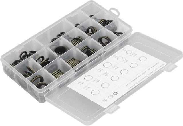 170 Stück Set Ablassschraubendichtung aus Gummi und Metall in 10 Größen, silberfarben - Bild 1