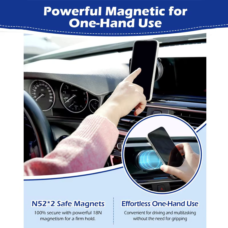 DIXSG Magnetische Vakuum-Telefonhalterung für das Auto, verstellbar und faltbar, Schwarz - Bild 2