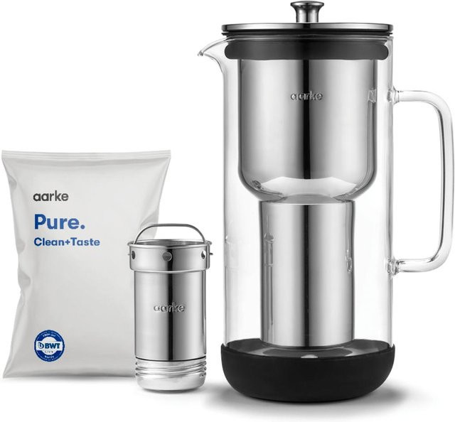 Aarke Wasserfilterkanne Purifier mit Glaskrug in Schwarz und Transparent, 2,4 l - Bild 2