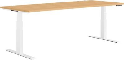 Schäfer Shop Genius Schreibtisch MODENA FLEX, elektrisch höhenverstellbar, T-Fuß, Buche/weiß, Breite: 180 cm, Tiefe: 80 cm - Bild 1