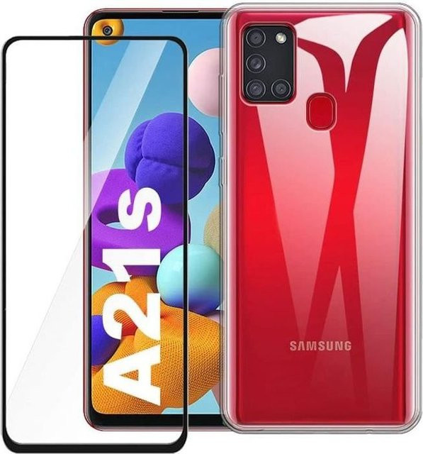 Samsung Galaxy A21s Schutzhülle aus flexiblem TPU in Transparent und Schwarz - Bild 1