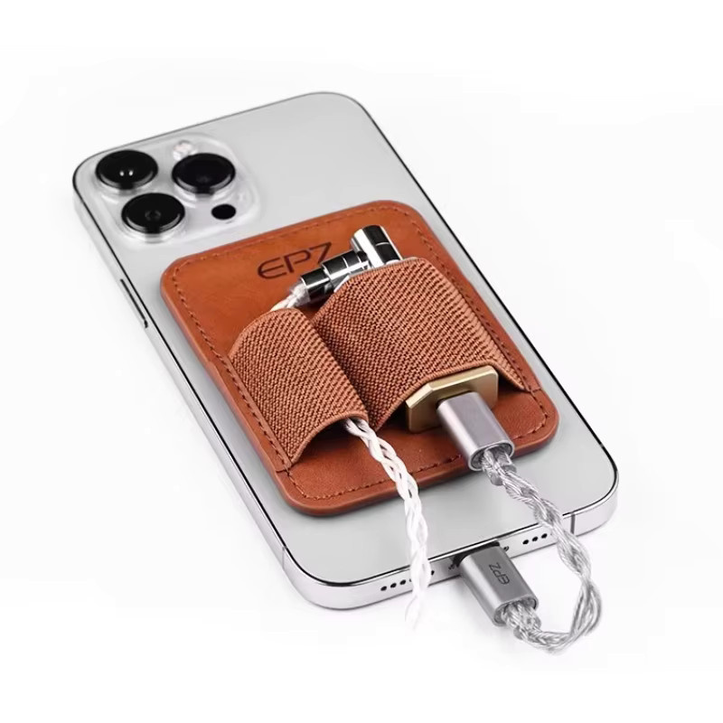 EPZ E1 Magnetische Lederhülle in Braun mit Saugnapf und USB-C für Kopfhörer-DAC und Handy - Bild 2