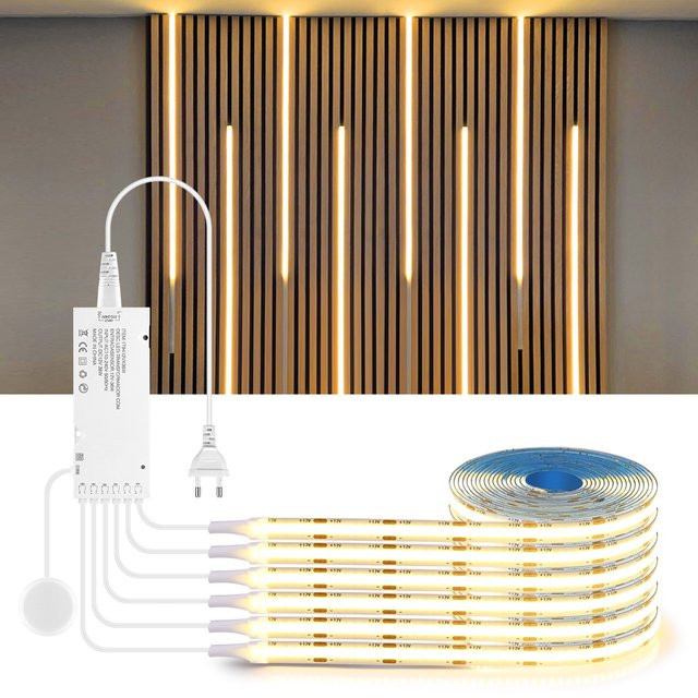 Gyarfas COB-LED-Lichtband in Weiß mit Handbewegungssensor und Touch-Dimmer, Warmweiß, ideal als Schrankbeleuchtung oder Wanddekoration - Bild 1