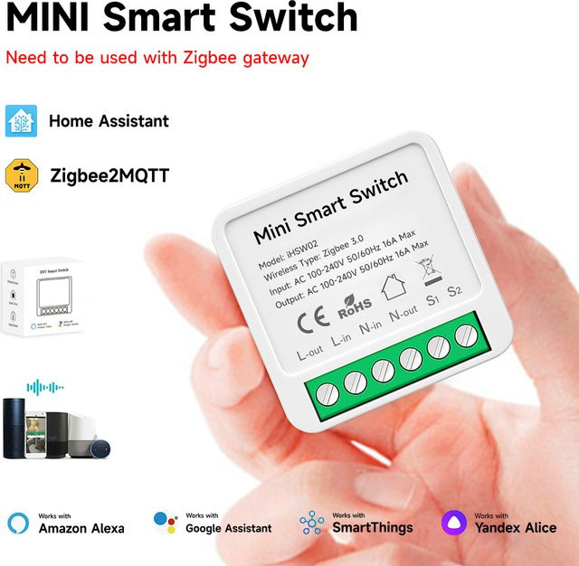 iHseno ZigBee 3.0 Smart Switch 16A mit 2-Wege-Steuerung in Weiß, kompatibel mit Alexa und Google Assistant - Bild 1