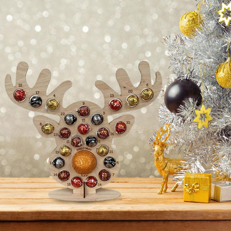Lucky Tiger Adventskalender aus Holz in Braun und Beige als dekorativer Schokoladenständer im skandinavischen Design - Bild 2