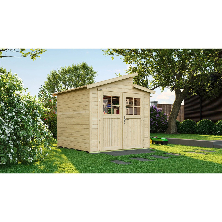 WEKA Gartenhaus 226 Gr.2 aus europäischer Fichte in Beige mit Pultdach und Vordach B/H/T: 267 x 252 x 239 cm - Bild 2
