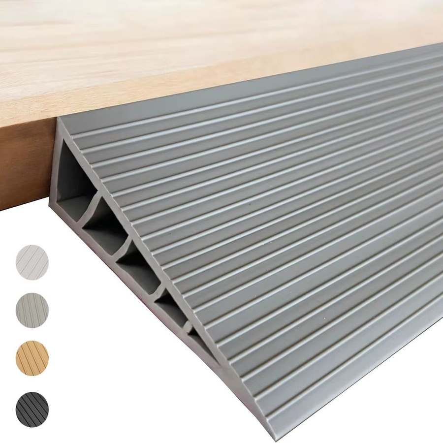 Selbstklebende PVC Bodenübergangsrampe für Teppich zu Fliesen, schneidbare Rollstuhlrampe in Schwarz, Breite: 60 cm - Bild 2
