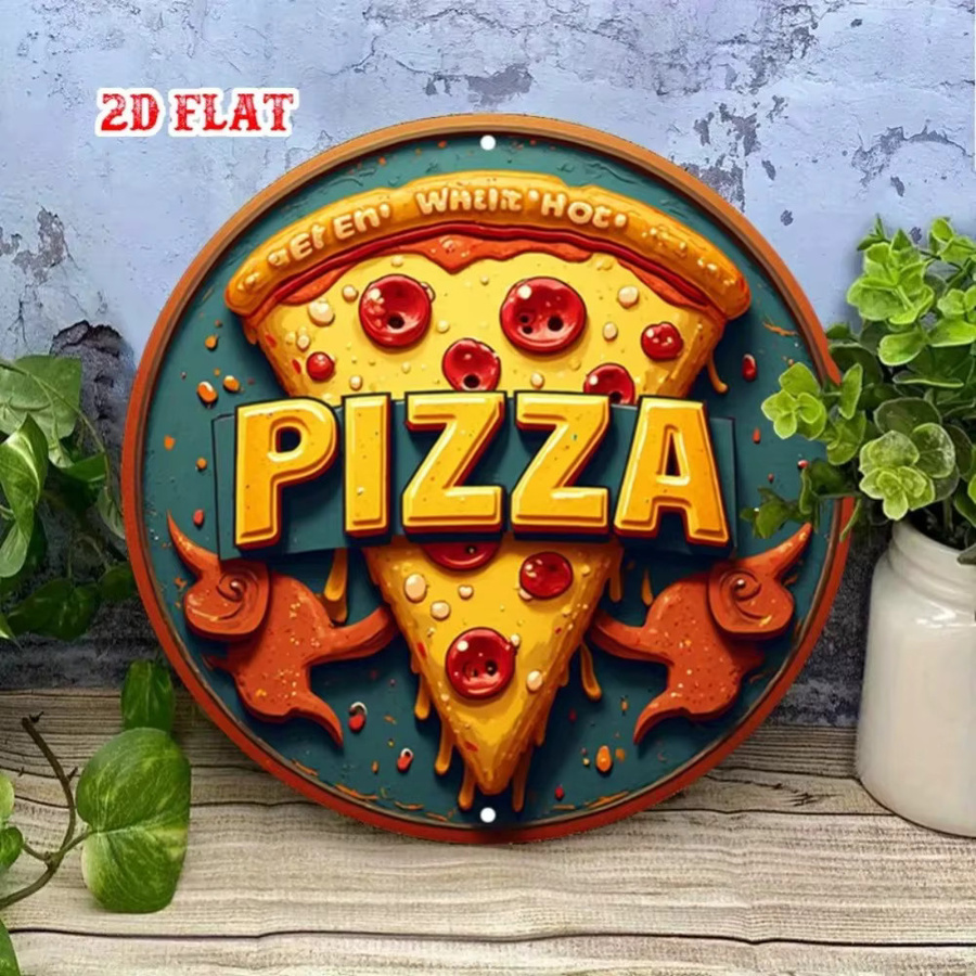 Vencer Metall-Wandschild Pizza-Dekor in Multicolour, rustikale Aluminiumkunst für Küche, Café und Bar, B/H: 20,0 x 20,0 cm - Bild 3