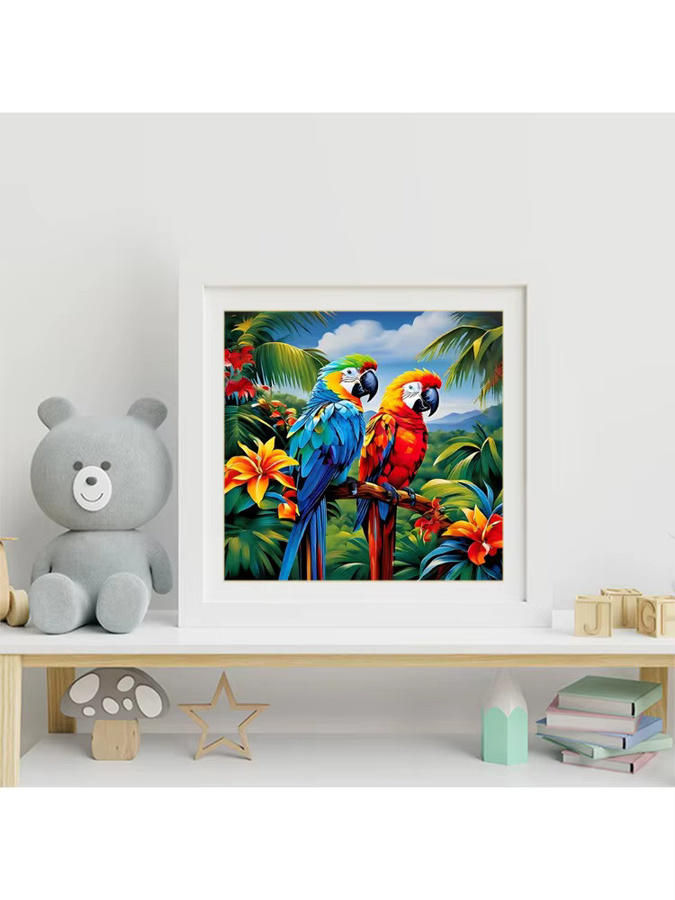 Momoart Diamant-Mosaik Vogel DIY Set, Rundes Diamant-Gemälde in Multicolour, Tischdeko - Bild 3