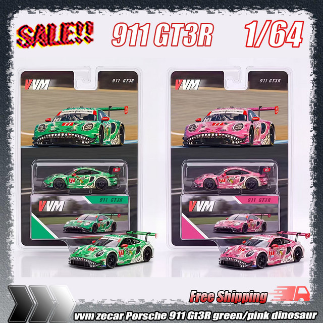 Bburago Porsche 911 GT3R, Automodell, 1:64, Grün/Rosa, Metall - Bild 1