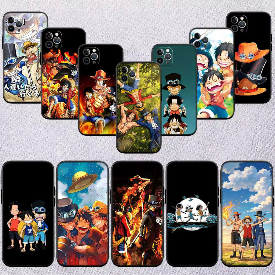 DI29 One Piece Ace Luffy Sabo Handyhülle für iPhone 16 15 14 13 12 Pro Max Plus Mini in Multicolour - Bild 3