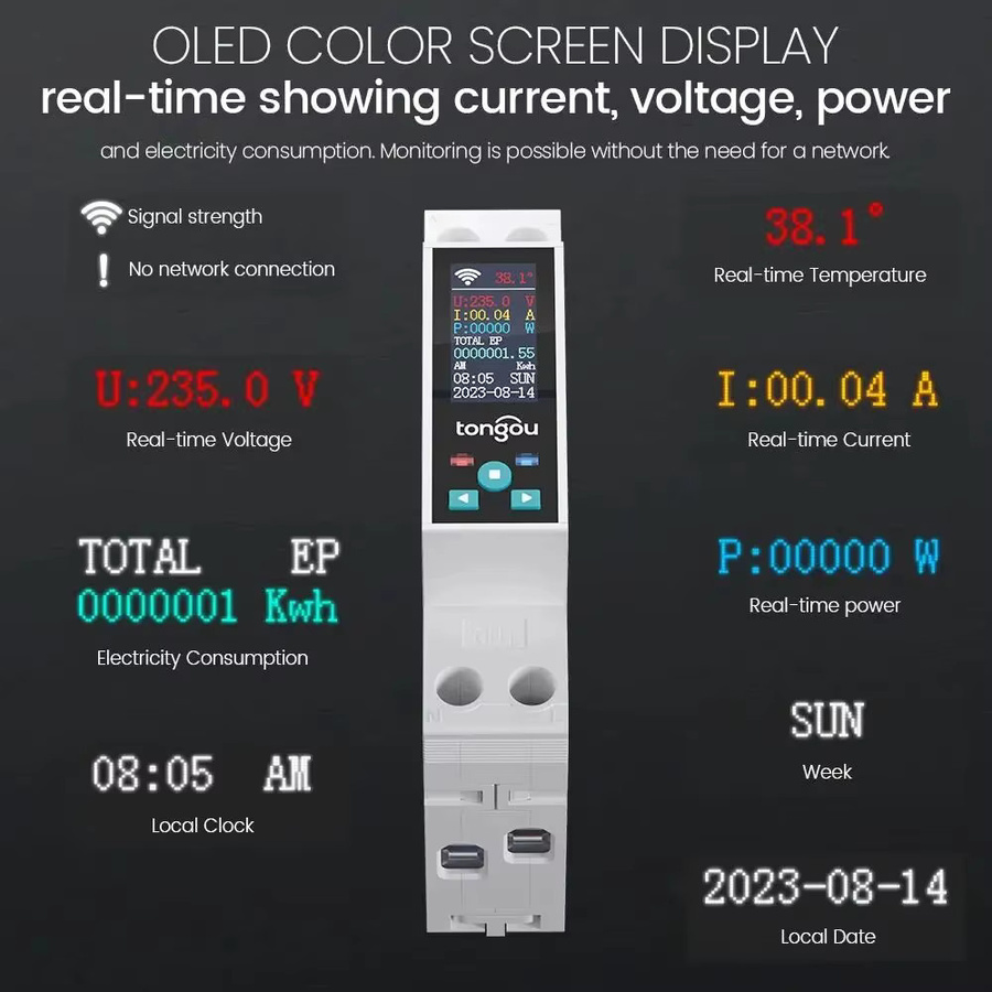 Chayo Tuya WIFI Smart Switch 50A Leistungsschalter mit LED Energie Meter und Timer via Smart Life App in Weiß - Bild 2