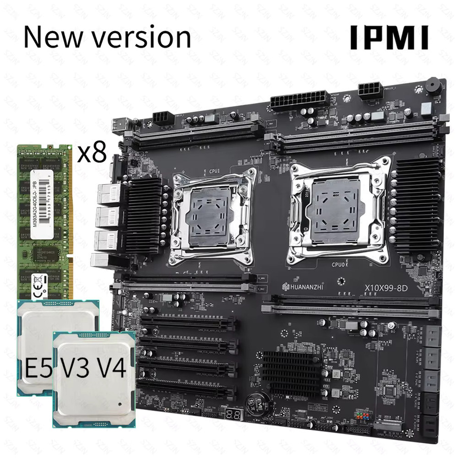HUANANZHI IPMI X99 Dual-CPU-Server-Kit mit Unterstützung für E5 V3 V4 und DDR4, 2x 2.5G LAN, 3x PCIE 3.0 x16 und 10x SATA 3.0 in Schwarz - Bild 6