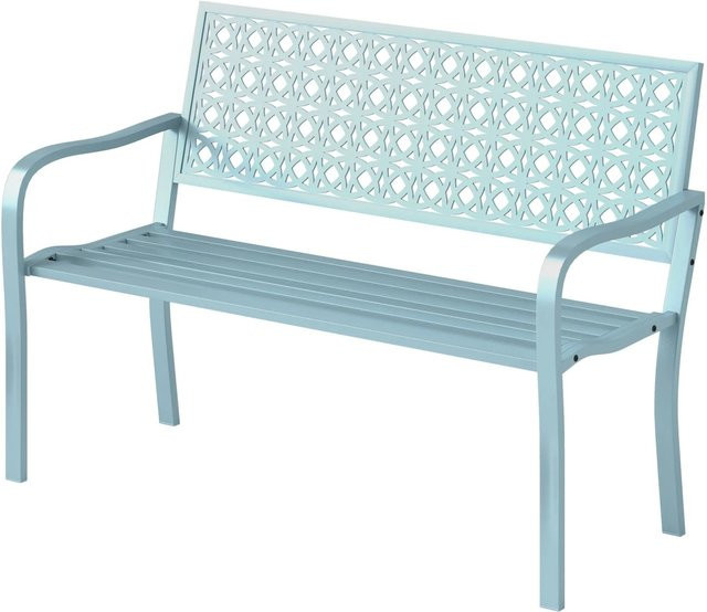 Furnicato Gartenbank aus Stahl für 2 Personen in Blau mit Armlehnen, B/T/H: 120 x 63 x 85 cm - Bild 1