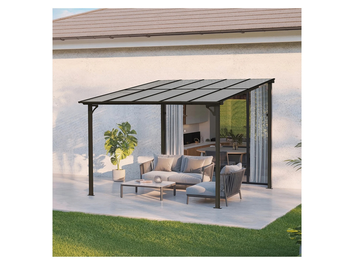HOME DELUXE Aluminium-Terrassenüberdachung ECO in Anthrazit mit Plexiglasplatten, B/T: 360 x 300 cm - Bild 2
