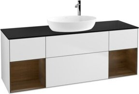 V&B Waschtischunterschrank Finion in Weiß lackiert mit Walnuss, Breite: 160 cm - Bild 1