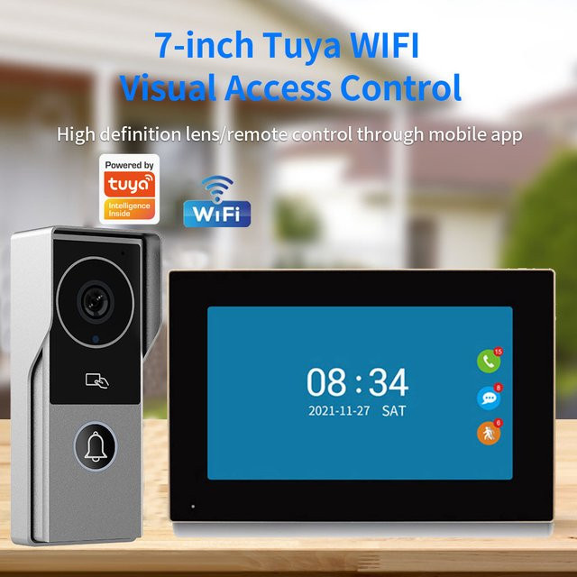 LUCKING DOOR WLAN Video-Türklingel KW06 mit 1080P Touchscreen, Bewegungserkennung und Identitätserkennung zur Entsperrung via Graffiti App - Bild 1