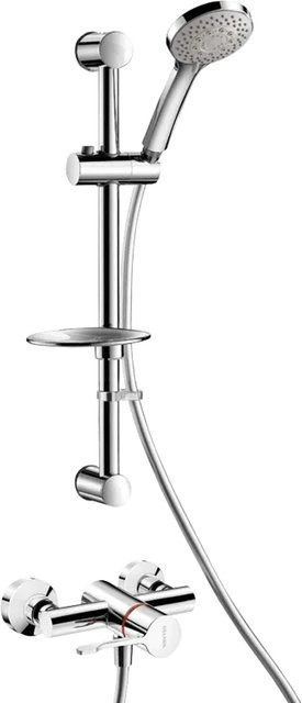 Delabie DU-Sys Brause-Thermostat H9630S mit Einhebelmischer und Safety-Stop, Wandmontage, Chrom/Silber - Bild 1