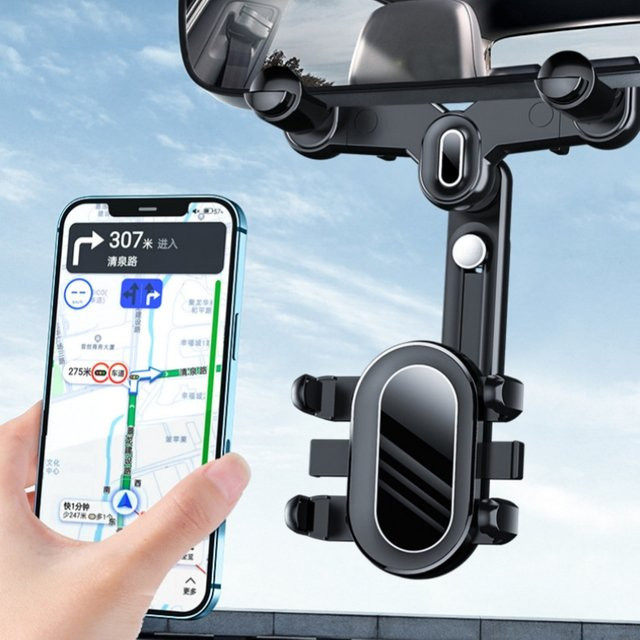 KINGSHAN Auto-Handyhalterung in Schwarz mit einziehbarem und faltbarem AR-Navigationshalterung und drehbarer Funktion für Fahrzeuge - Bild 1
