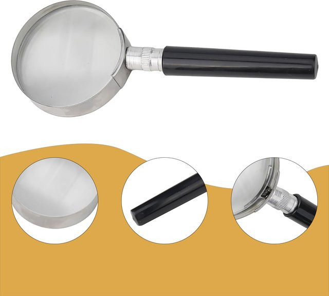 VIBRATITE Handlupe mit kompaktem Glasgriff in Schwarz, 2-Zoll-Vergrößerung - Bild 1