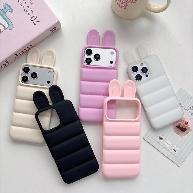 Niedrige 3D-Hasenohren Handyhülle für Apple iPhone 17 16 15 Pro Max, weiche und stoßfeste Schutzhülle - Bild 1