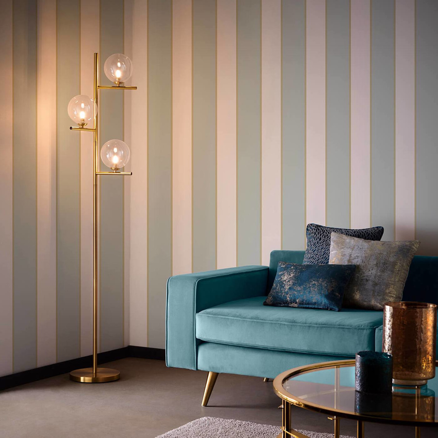 Clarke & Clarke Wallpaper Cosmopolis Mineral abstrakte Vlies Tapete in Gold Silber Grün Grau Matt - Bild 1