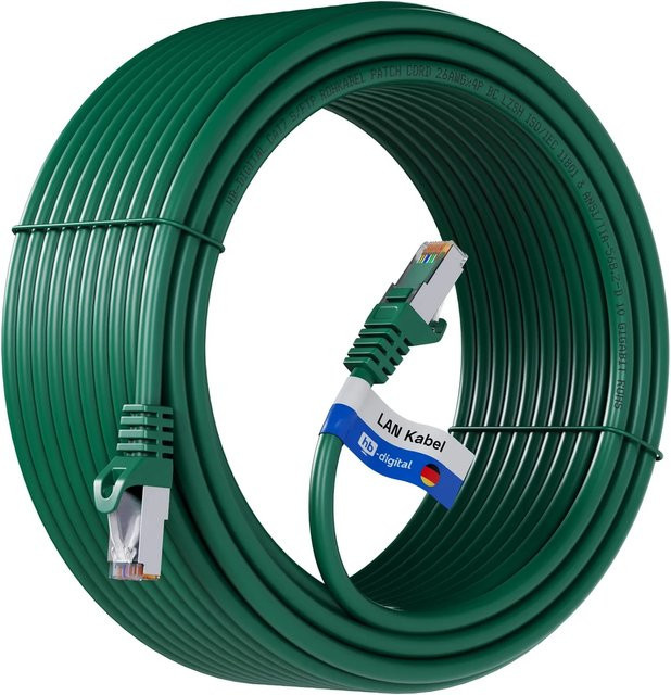 hb-digital CAT 7 Patchkabel Ethernet/LAN Rohkabel RJ45 S/FTP PiMF LSZH AWG 26 Halogenfrei Grün, 30 m - Bild 1