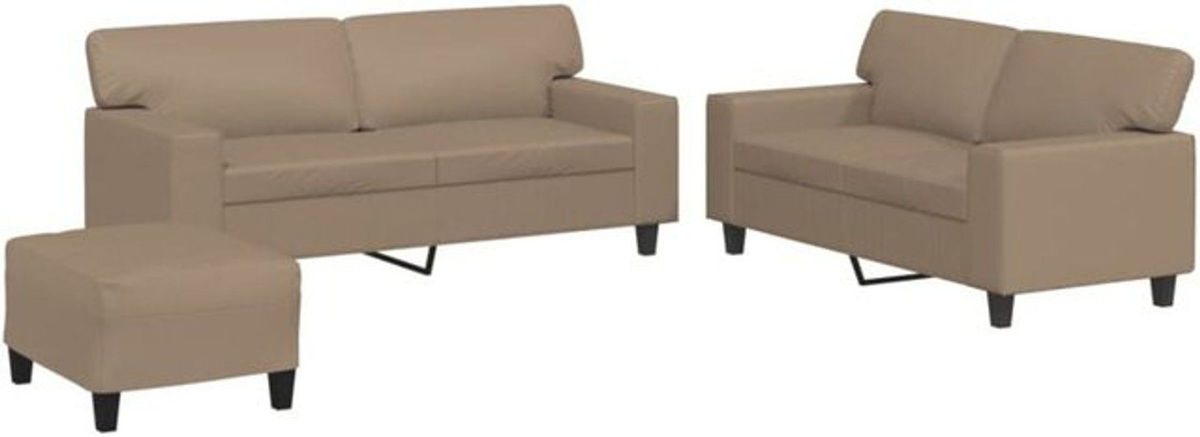 3-tlg. moderne Sofagarnitur von vidaxl in Braun und Beige aus Kunstleder - Bild 1