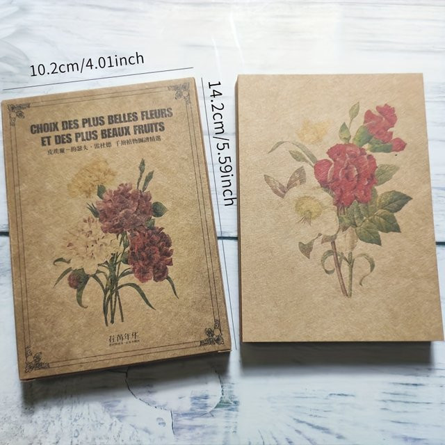 24 Stück Vintage Rose Postkarten in Pink und Multicolour aus Papier - Bild 1