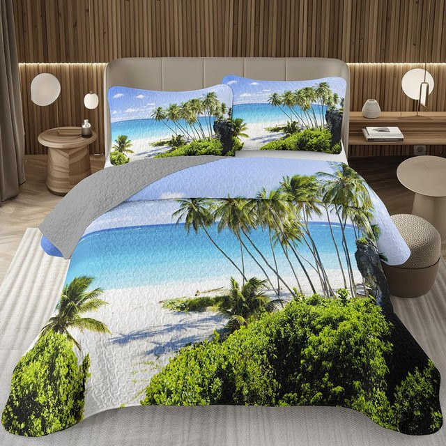 Lodestar Bettwäscheset Tropische Palme in Blau mit Deckenbezug und Kissenbezug, B/T: 200 x 200 cm - Bild 1
